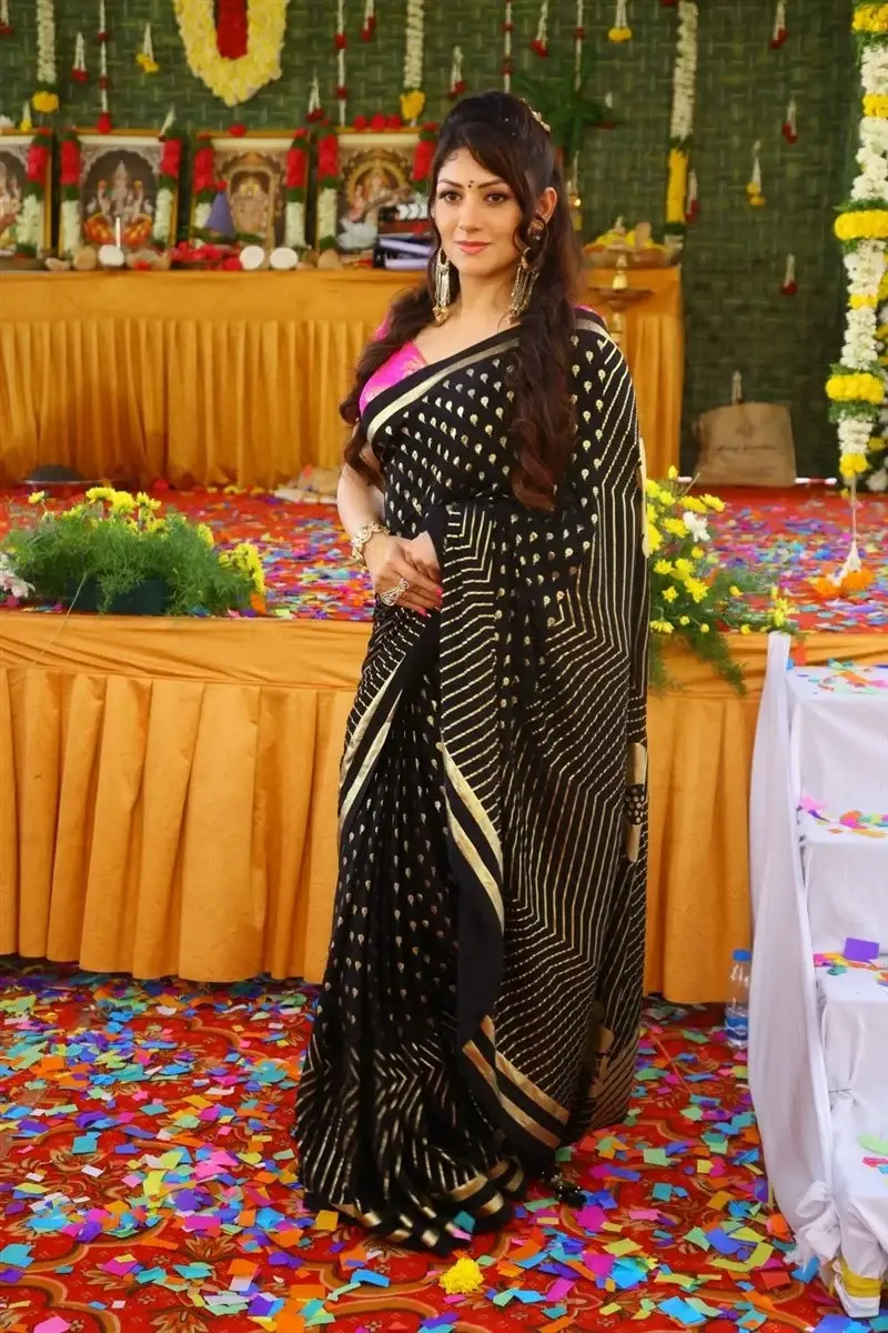 TELUGU ACTRESS KUTTY RADHIKA IN BLACK SAREE AT AJAGARTHA MOVIE OPENING 13